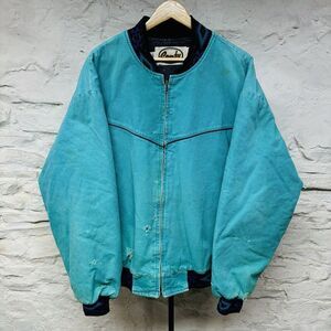Vtg Canvas Santa Fe Style Blanket Lined Western Jacket Comfy Turquoise Cowboy